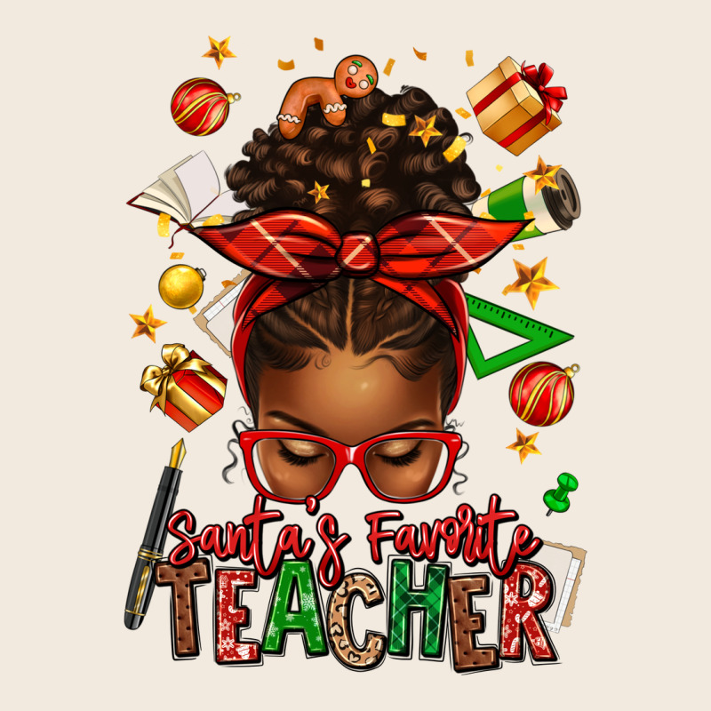 Santa's Favorite Teacher Afro Messy Bun Zipper Hoodie by texasbilliewilder | Teevron