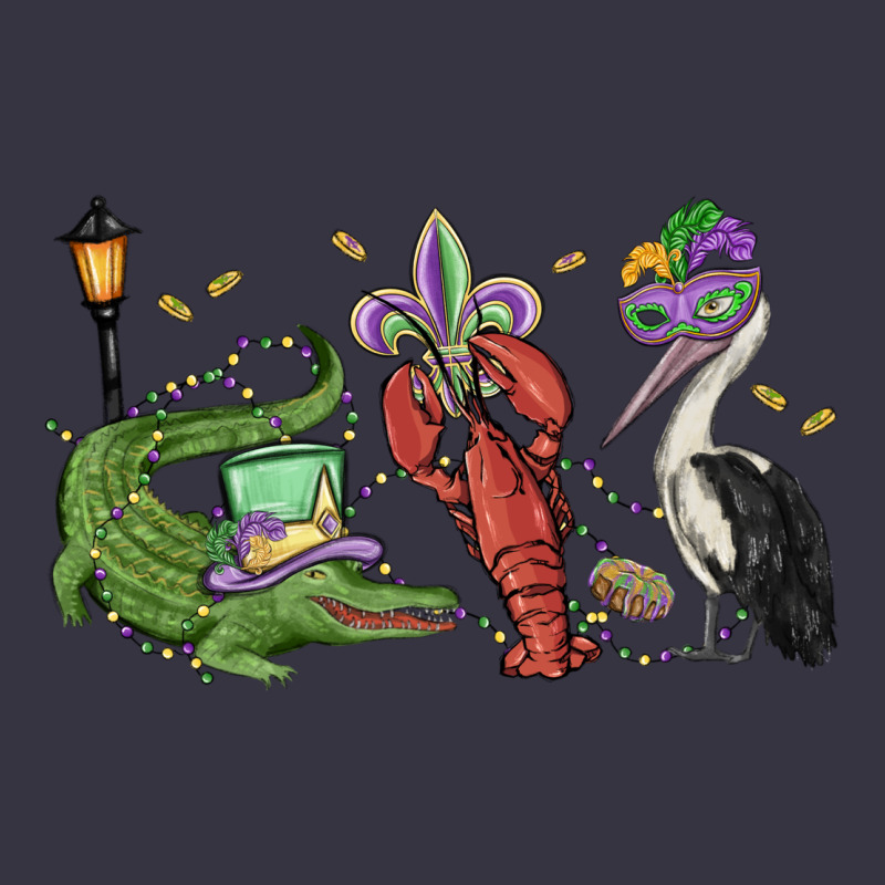 Mardi Gras Alligator Crawfish Pelican Vintage Hoodie by MaliasSmallBusiness | Teevron