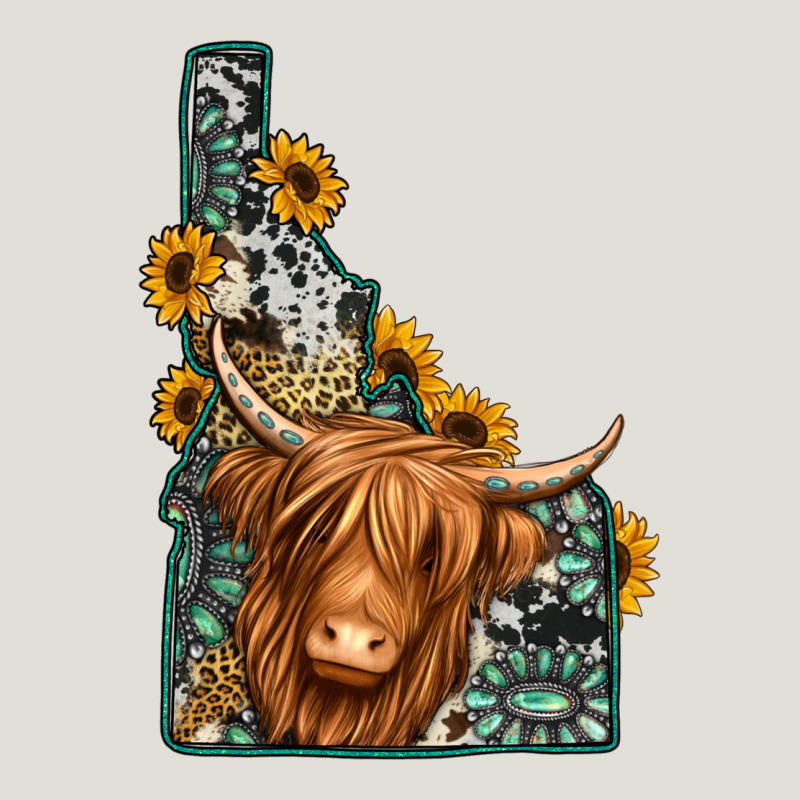 Idaho Map Long Haired Cow Heavy Core Tee by Jasminsmagicworld | Teevron