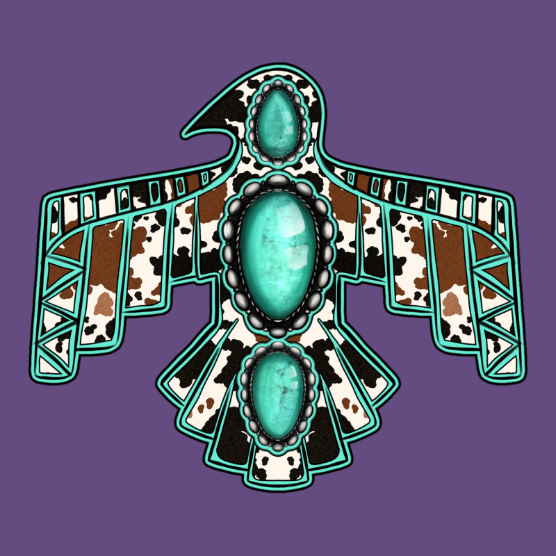 Cowhide Turquoise Thunderbird Vintage Hoodie by Jasminsmagicworld | Teevron