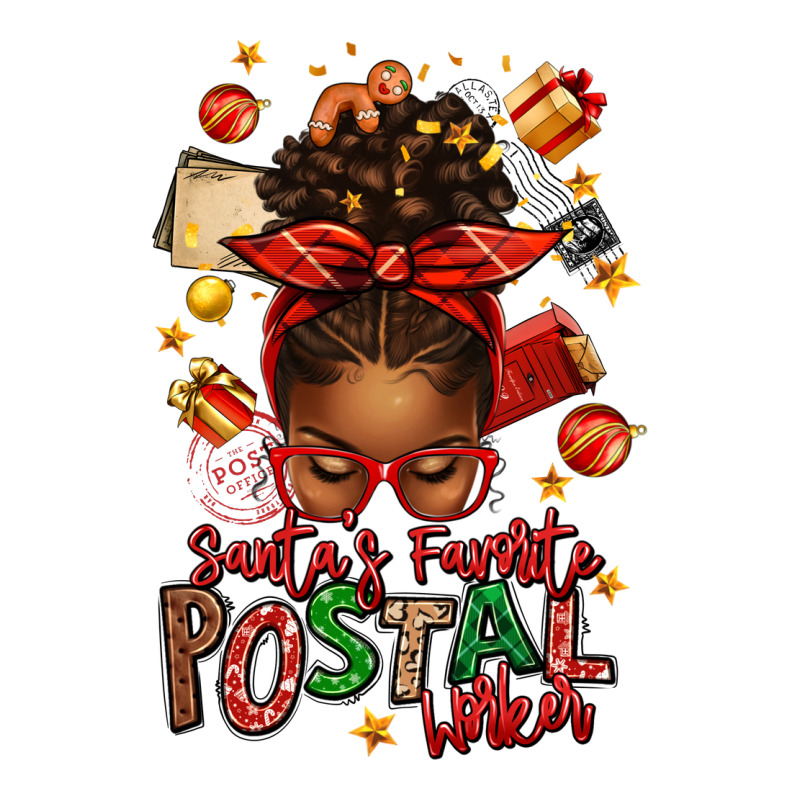 Santas Favorite Postal Worker Afro Messy Bun Zipper Hoodie by texasbilliewilder | Teevron