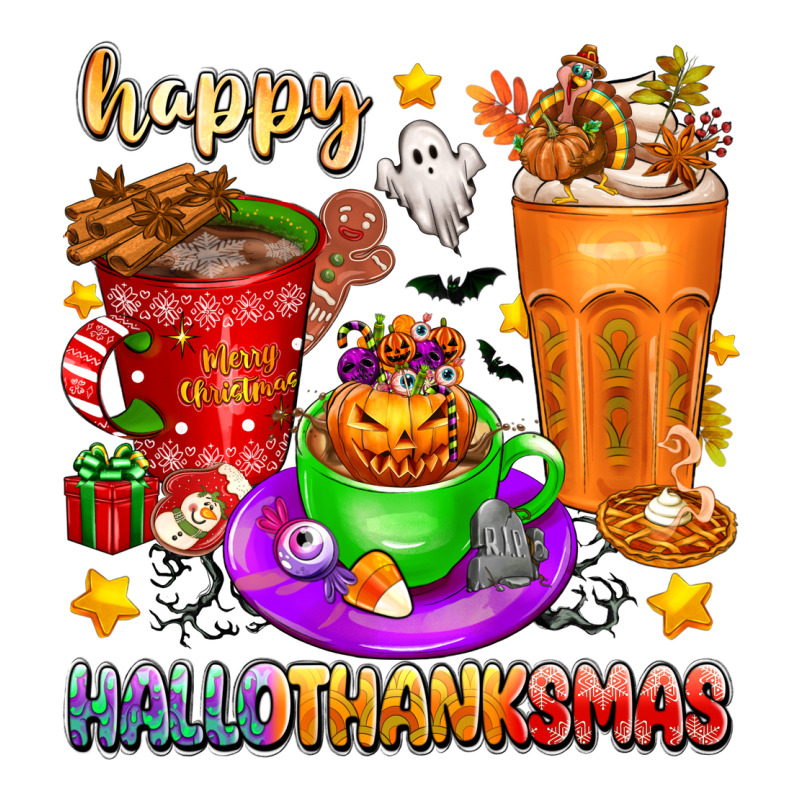 Happy Hallothanksmas Coffee Cups Zipper Hoodie by texasbilliewilder | Teevron