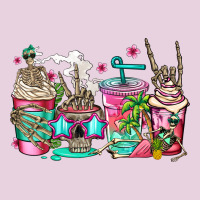 Skeleton Summer Coffee Cups Ladies Tee | Teevron
