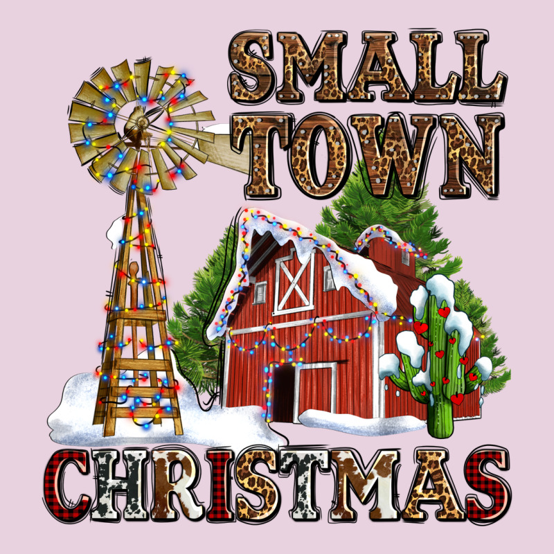 Small Town Christmas With Barn And Cactus Ladies Tee by AdoDesignShop | Teevron