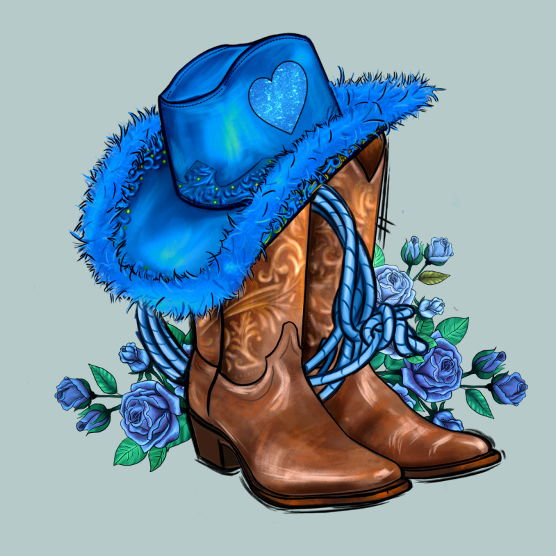 Valentines Day Blue Boots Cowgirl Hat And Roses Heavy Core Tee by AdoDesignShop | Teevron
