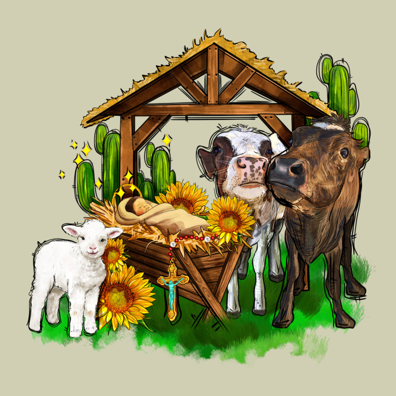 Jesus Holy Night Cows And Sunflowers Heavy Core Tee by AdoDesignShop | Teevron