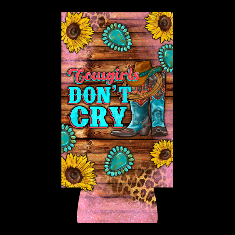 Cowgirls Don't Crty Boots Hat Sunflowers 12 Oz Can Cooler  (slim) Heavy Core Tee by Artiststas | Teevron