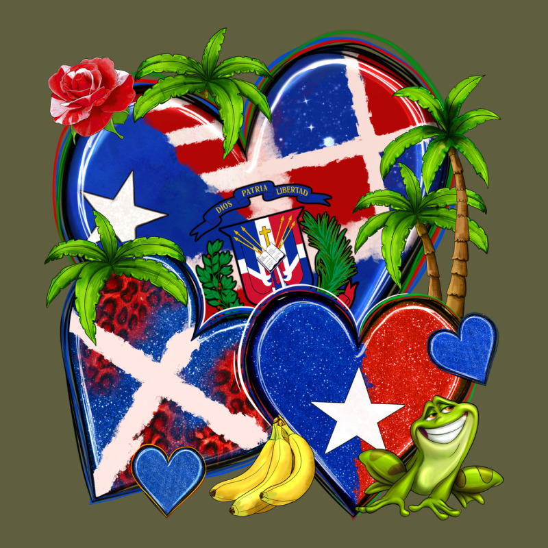 Puerto Rico With Dominican Republic Hearts Vintage Tee by NancyCooperArtShop | Teevron