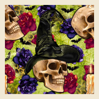 Halloween Witch Skull Seamless Pattern Ladies Tee | Teevron