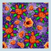 Pumpkin Flower Halloween Seamless Pattern Ladies Tee | Teevron