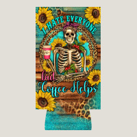 I Hate Everyone But Coffee Helps Western Skeleton Coffee Sunflowers 12 Heavy Core Tee | Teevron