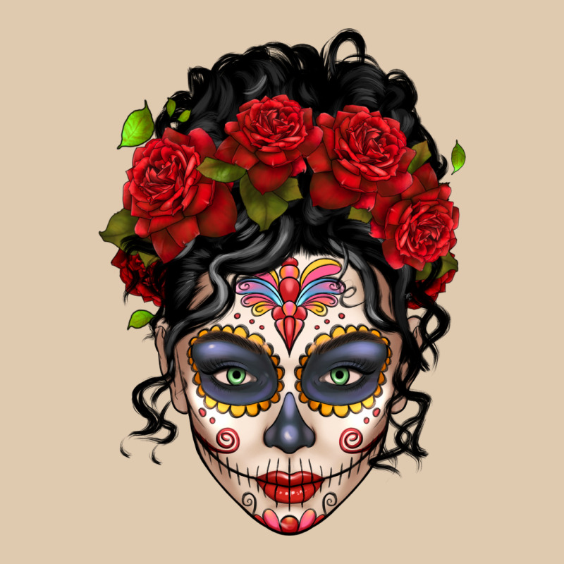 Mexican Sugar Skull Messy Bun Woman Heavyweight Sweatshirt by LillyAllenDesigns | Teevron