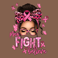 Pray Fight Believe Breast Cancer Afro Messy Bun Zipper Hoodie | Teevron