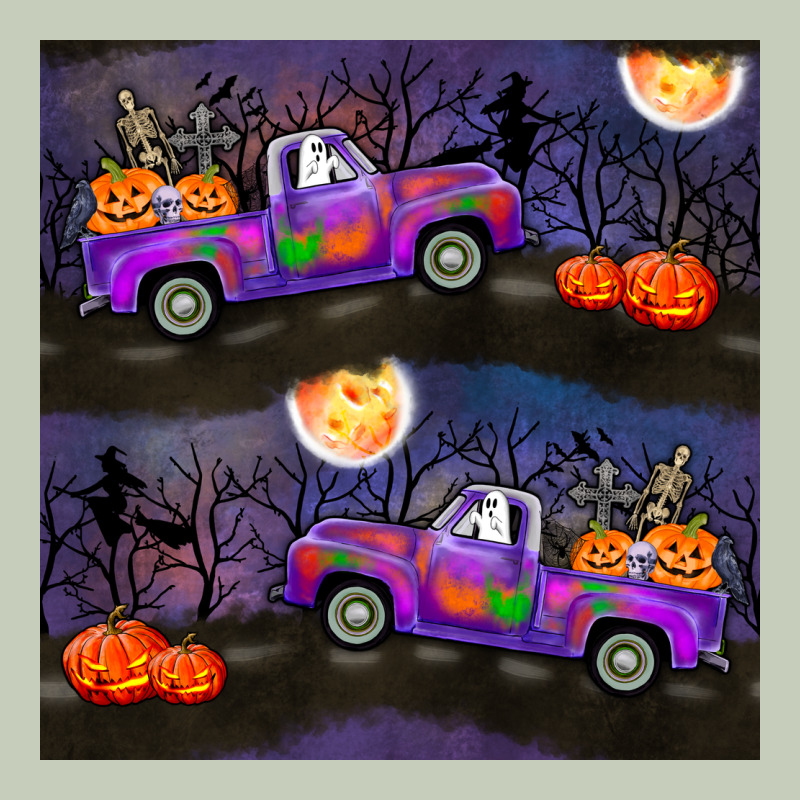 Halloween Spooky Truck Seamless Pattern Ladies Tee by BundleAndBundleShop | Teevron
