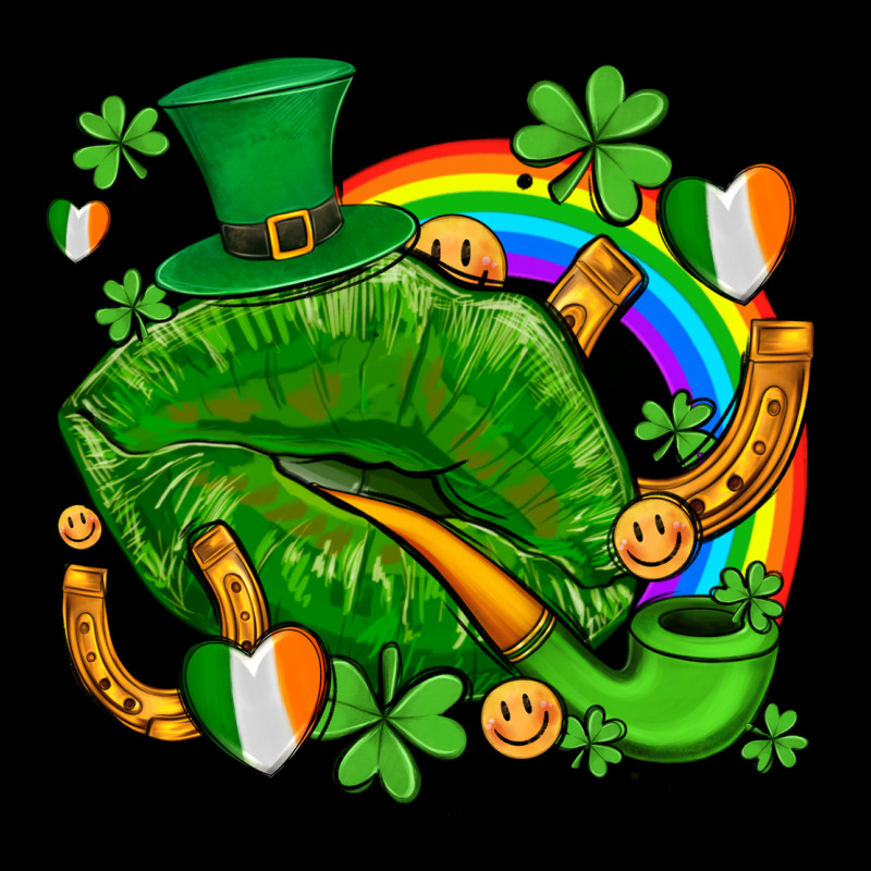 St Patricks Lips With Horseshoe Rainbow And Shamrocks Ladies Tee by AdoDesignShop | Teevron