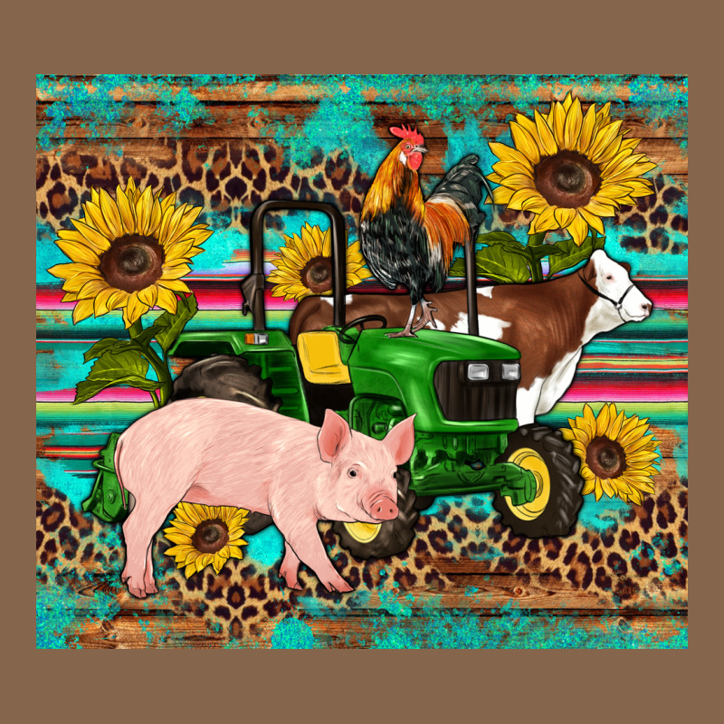 Western Farm Tractor Pig Rooster Cow Sunflowers Premium Tee by Artiststas | Teevron