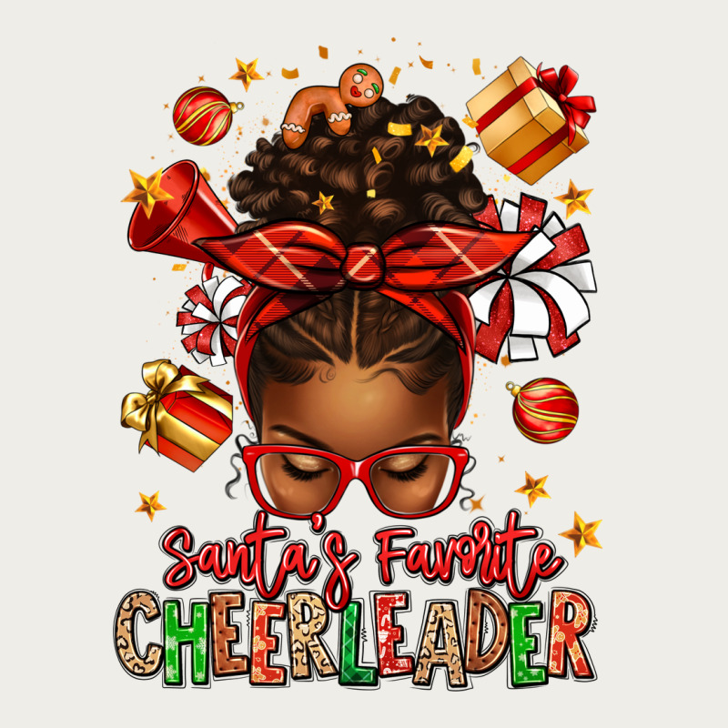 Santa's Favorite Cheerleader Afro Messy Bun Zipper Hoodie by texasbilliewilder | Teevron