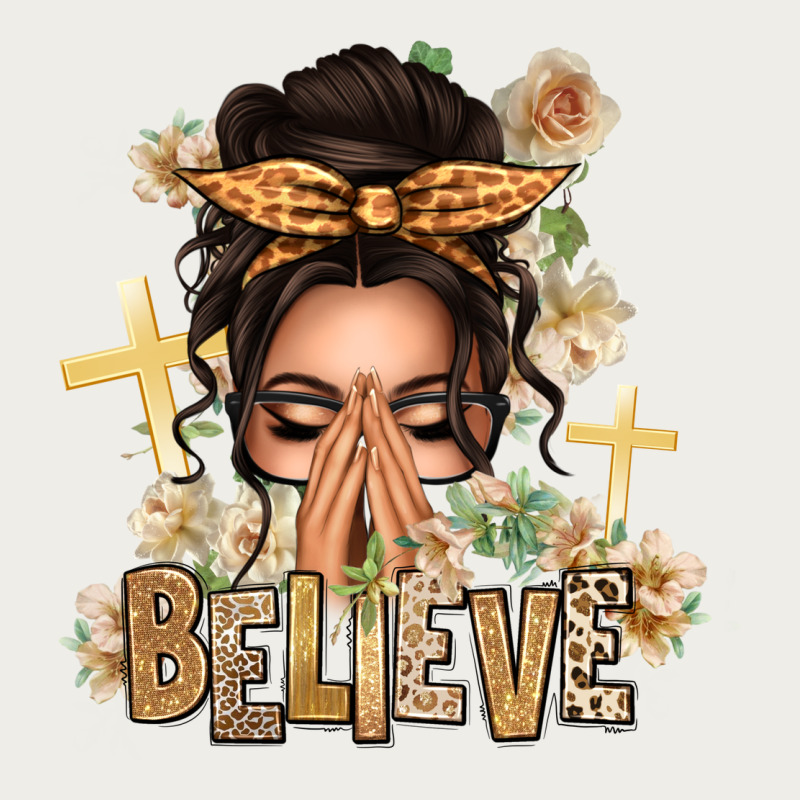 Believe Praying Caucasian Messy Bun Zipper Hoodie by texasbilliewilder | Teevron