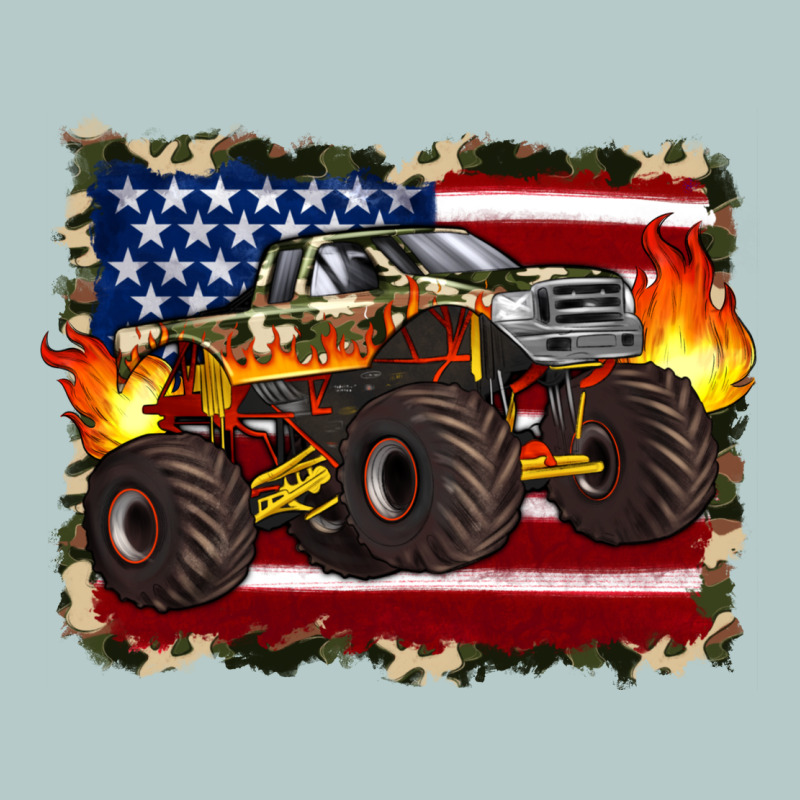 American Flag Monster Truck Heavy Core Tee by Artiststas | Teevron