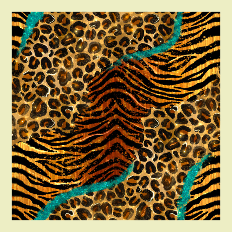 Safari Animals Turquoise Glitter Seamless Pattern Urban Hoodie by BundleAndBundleShop | Teevron