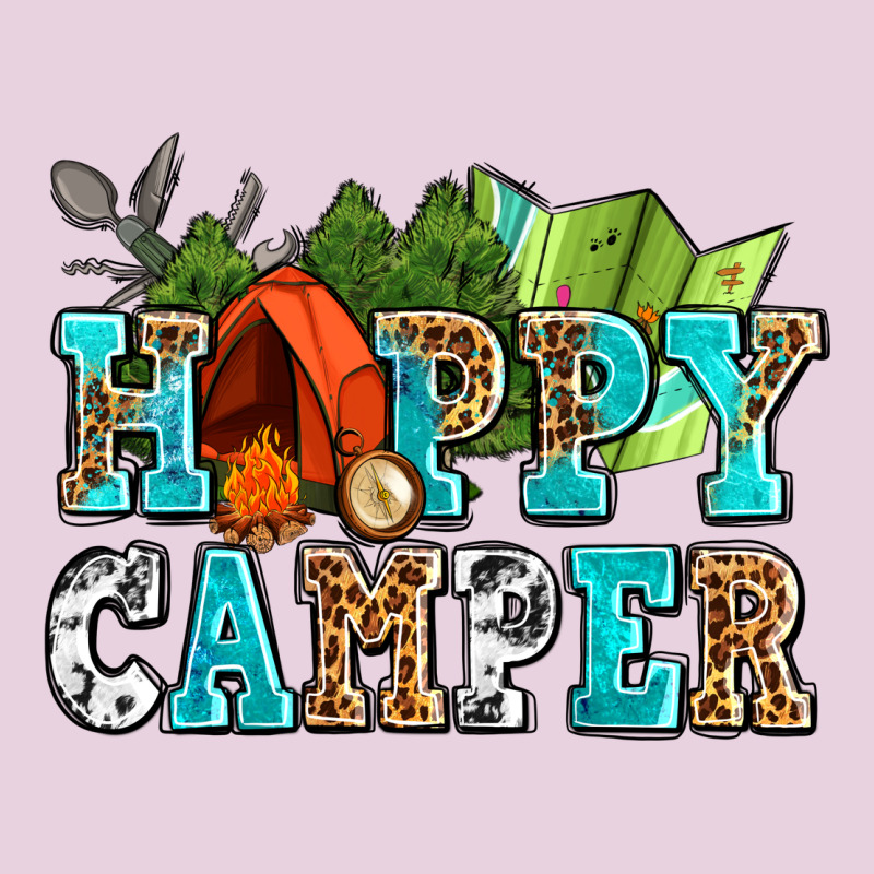 Happy Camper With Trees And Map Ladies Tee by AdoDesignShop | Teevron