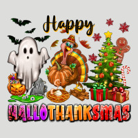 Happy Hallothanksmas With Ghost Turkey And Tree Zipper Hoodie | Teevron