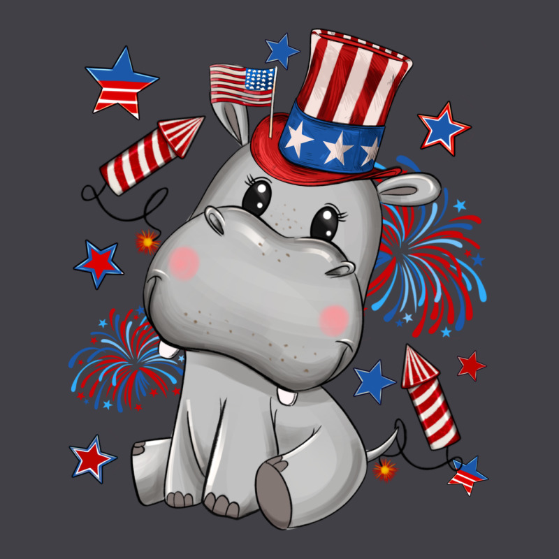 Fourth Of July Hippopotamus Heavyweight Hoodie by CowGirlArtShop | Teevron