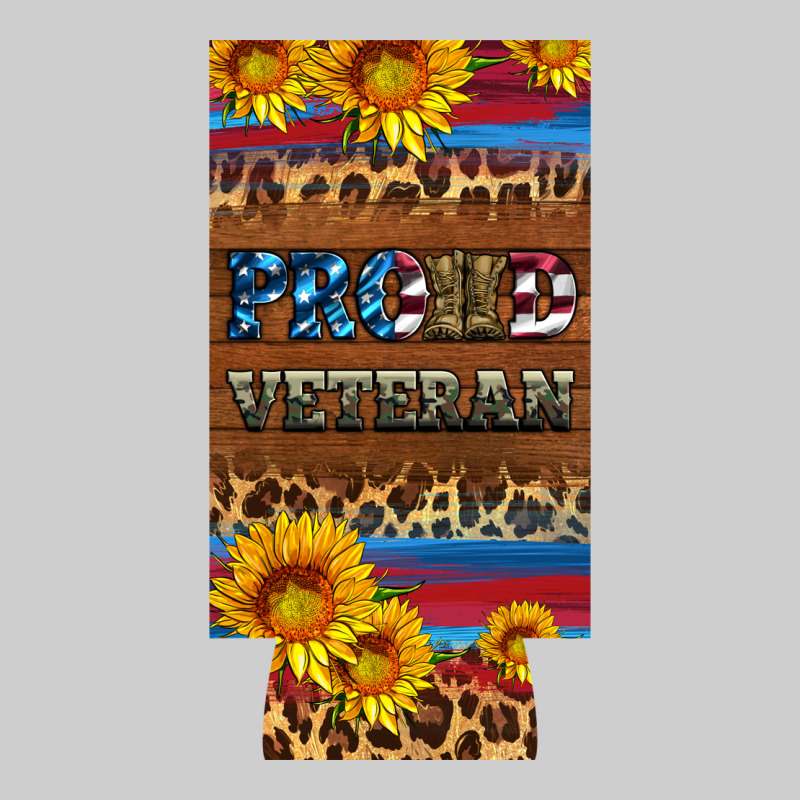 Proud Veteran 12 Oz Slim Can Cooler Premium Tee by Artiststas | Teevron