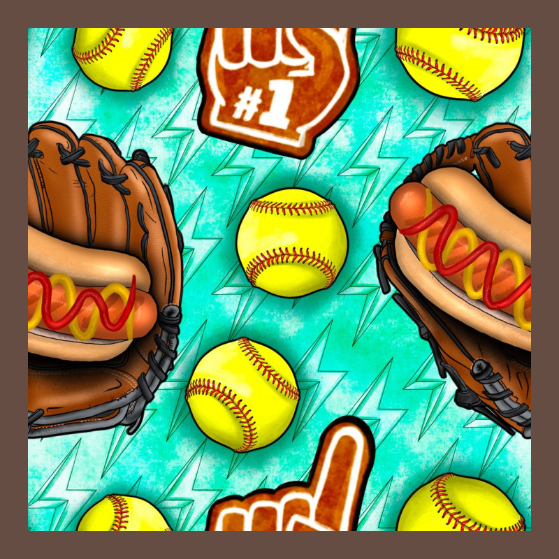 Softball Glove And Hotdog Seamless Pattern Long Sleeve Tee by BundleAndBundleShop | Teevron