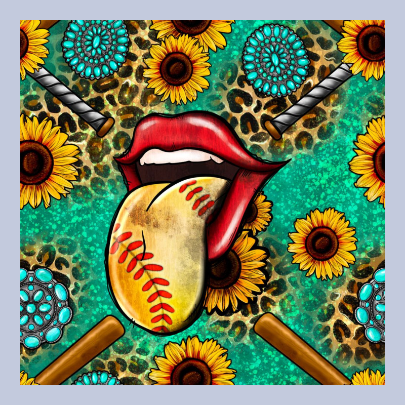 Softball Lips Sunflowers And Gemstones Seamless Pattern Long Sleeve Tee by BundleAndBundleShop | Teevron