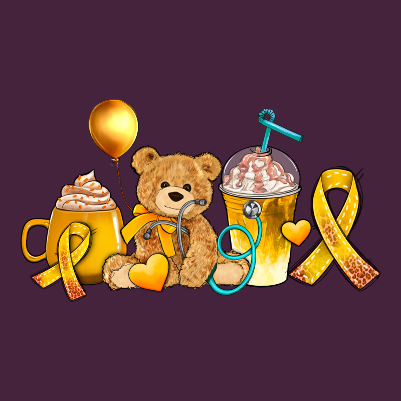 Childhood Cancer Ribbon And Coffee Cups Premium Tee by AdoDesignShop | Teevron