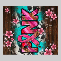 Western Pattern Pink With Floral Cancer Ribbon Premium Tee | Teevron