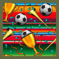 Soccer Winner Cup And Vuvuzela With Serape Seamless Pattern Long Sleeve Tee | Teevron