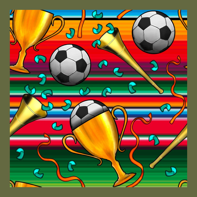 Soccer Winner Cup And Vuvuzela With Serape Seamless Pattern Long Sleeve Tee by BundleAndBundleShop | Teevron