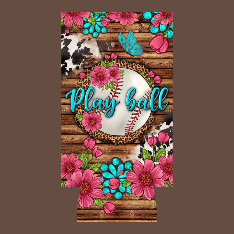 Play Ball Baseball With Pink Flowers 12 Oz Slim Can Cooler Long Sleeve Tee by BundleAndBundleShop | Teevron