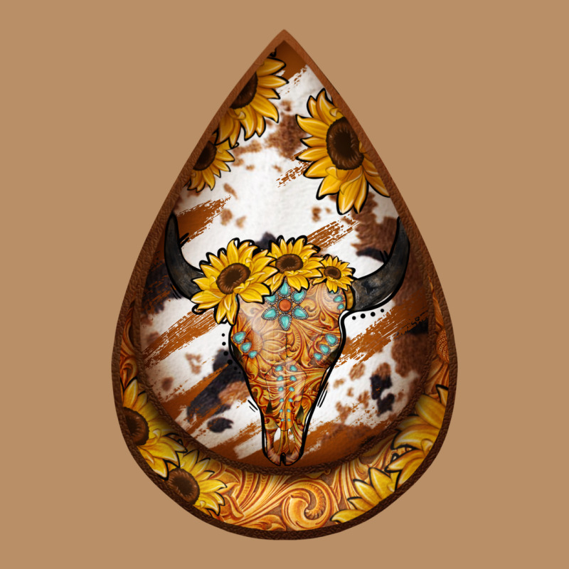 Sunflower Tooled Leather Bullskull Teardrop Earrings Vintage Hoodie by Jasminsmagicworld | Teevron