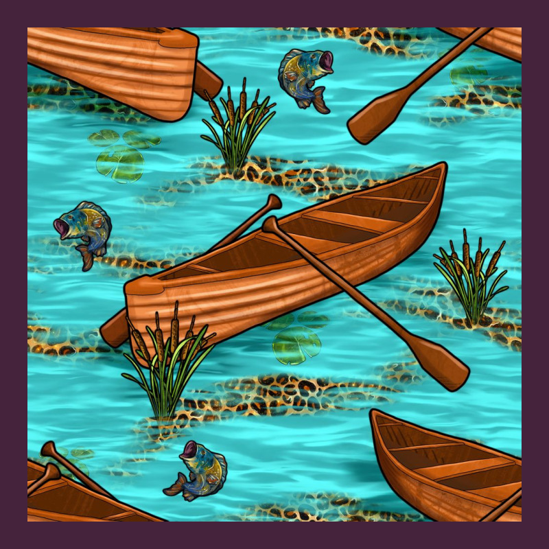 Lake Canoe And Fish With Reeds And Leopard Seamless Pattern Bbs Long Sleeve Tee by BundleAndBundleShop | Teevron