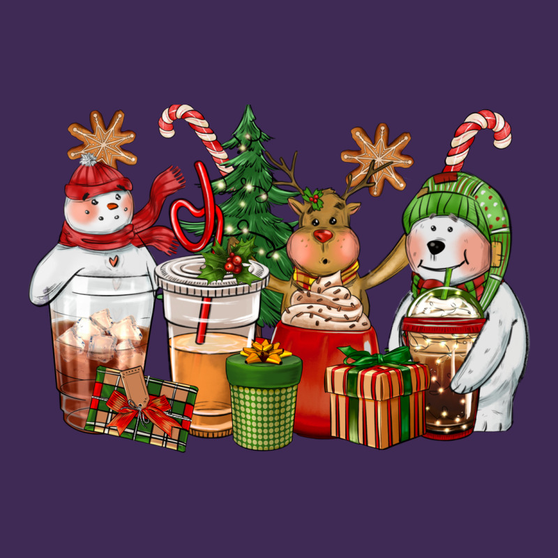 Christmas Polar Bear Reindeer And Snowman Coffee C Premium Hoodie by CowGirlArtShop | Teevron