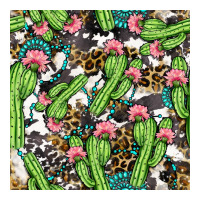 Western Cactus And Turquoise Gemstone With Leopard And Cowhide Seamles | Teevron
