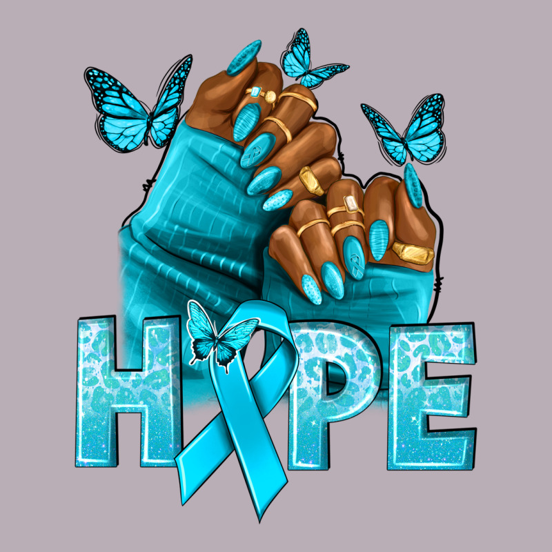 Hope Teal Ribbon Ovarian Cancer Nails Vintage Tee by NancyCooperArtShop | Teevron