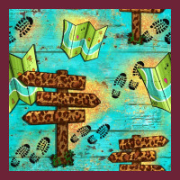 Wooden Signboard And Gamping Map Seamless Pattern Long Sleeve Tee | Teevron