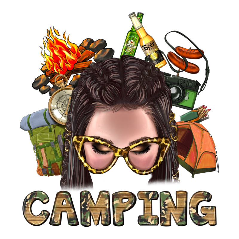 Camping Braid Hair Woman With Fire Bbs Long Sleeve Tee by BundleAndBundleShop | Teevron