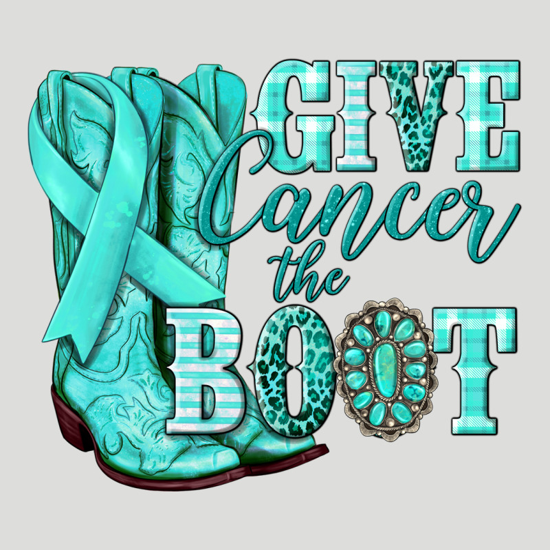 Give Cancer The Boot Ovarian Cancer Teal Ribbon Zipper Hoodie by NancyCooperArtShop | Teevron