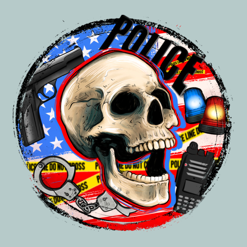 Police Skull And Police Equipment Heavy Core Tee by AdoDesignShop | Teevron