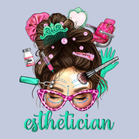 Esthetician Messy Bun With Pink Leopard Glasses Bbs Long Sleeve Tee | Teevron