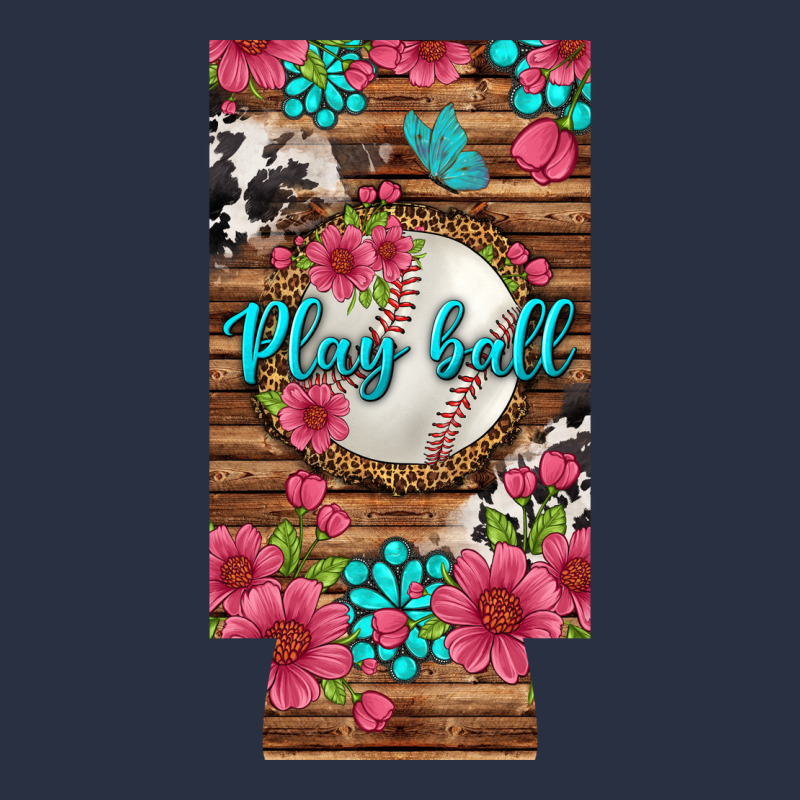 Play Ball Baseball With Pink Flowers 12 Oz Slim Can Cooler Heavyweight Sweatshirt by BundleAndBundleShop | Teevron