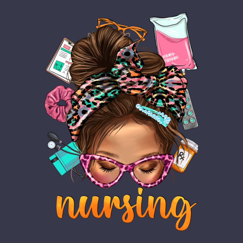 Messy Bun Nursing With Leopard Glasses Bbs Long Sleeve Tee by BundleAndBundleShop | Teevron