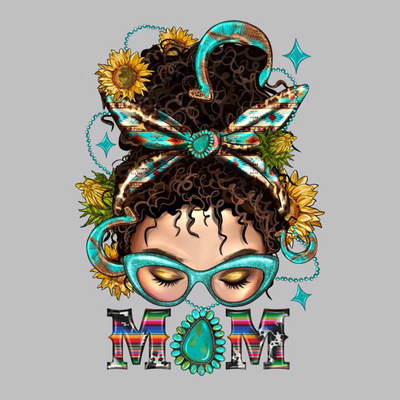 Western Messy Bun Mom With Sunflower Long Sleeve Tee by BundleAndBundleShop | Teevron