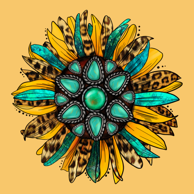 Turquoise Leopard Sunflower Vintage Hoodie by Jasminsmagicworld | Teevron