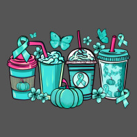 Ovarian Cancer Coffee Cups Teal Ribbon Zipper Hoodie | Teevron